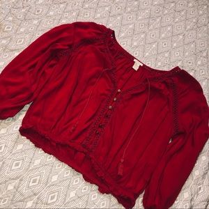 Forever 21 cropped red blouse